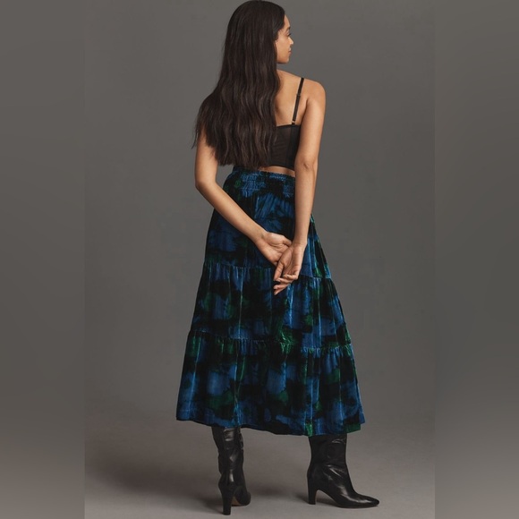 NWT! Anthropologie The Somerset Maxi Skirt: Nina Pace Velvet Edition - Size XS 🧸 - Picture 3 of 5